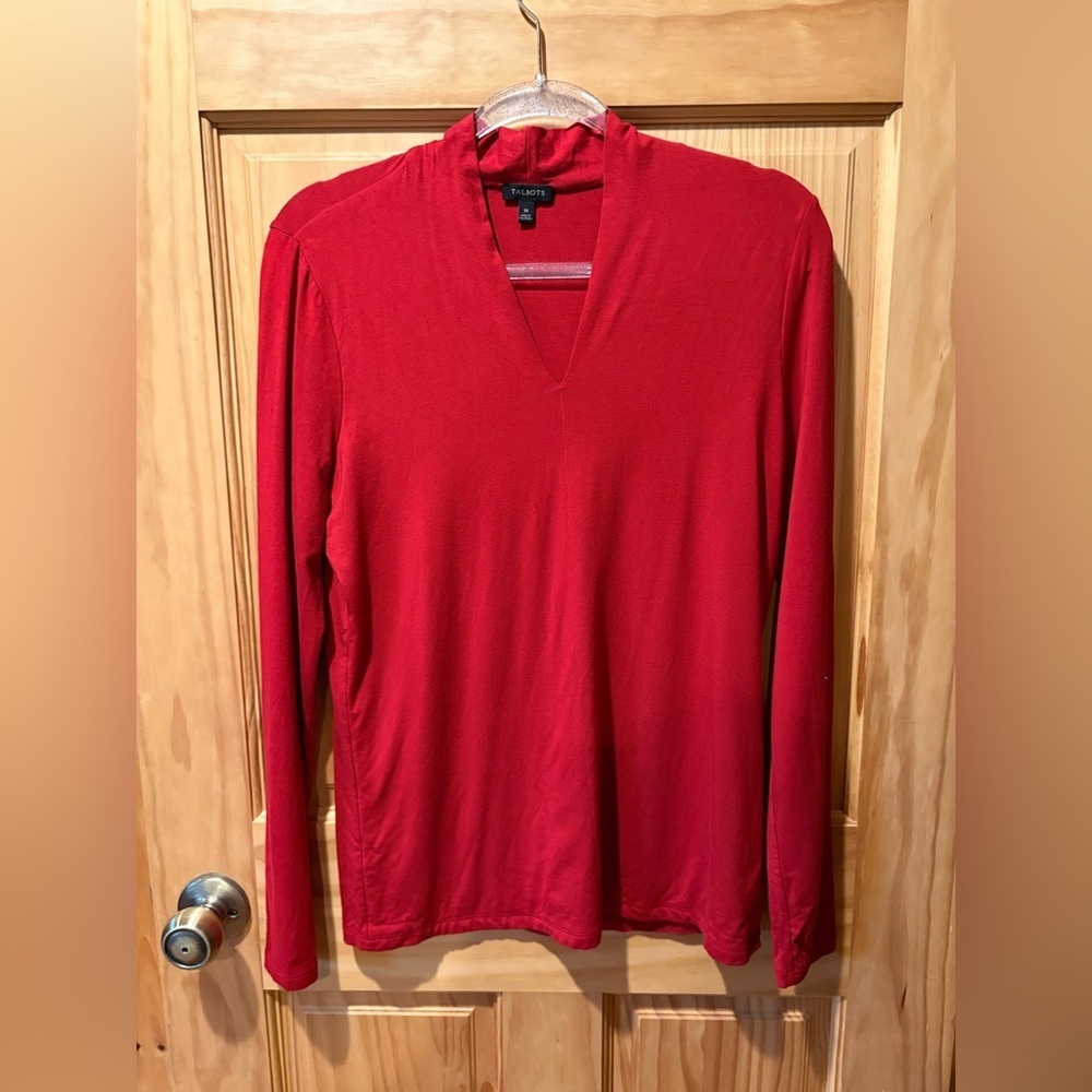 Talbots Red V-Neck Long Sleeve Top women’s M